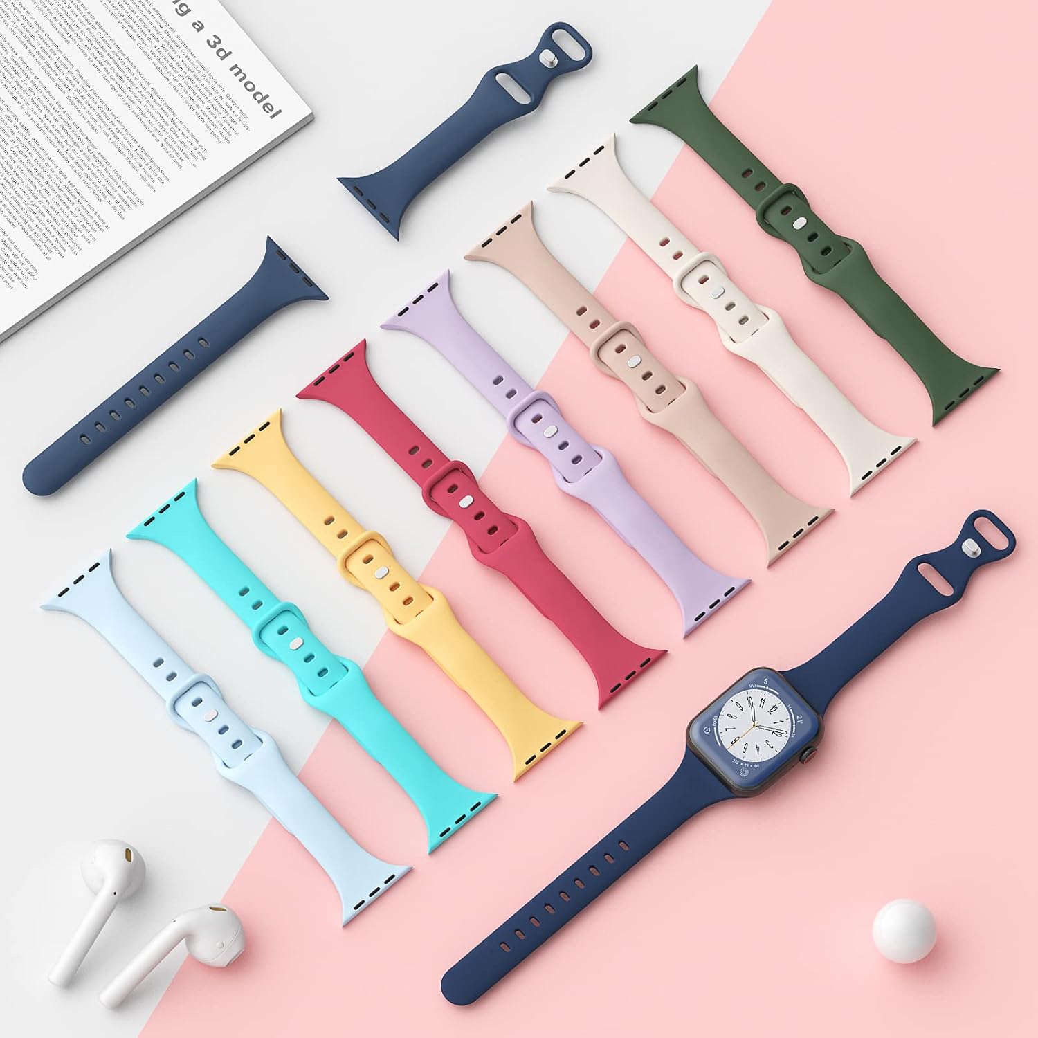 Thin Sport Silicone Slim Band Compatible with Apple Watch Bands Women Men
