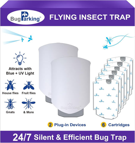Flying Insect Trap for Fruit Flies,Gnats,2 Devices & 6 Refills