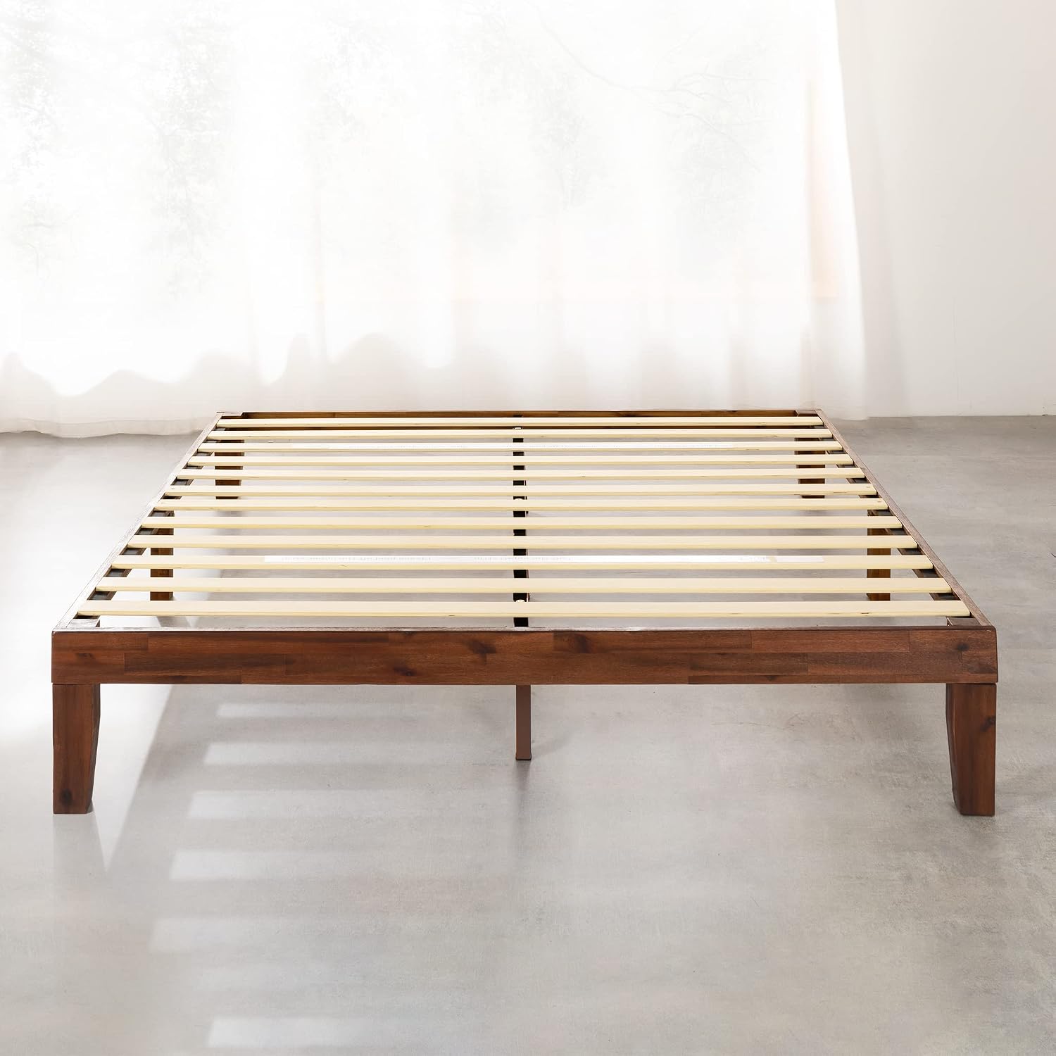 Mellow Naturalista Classic - 12 Inch Solid Wood Platform Bed with Wooden Slats, No Box Spring Needed, Easy Assembly, Queen, Espresso