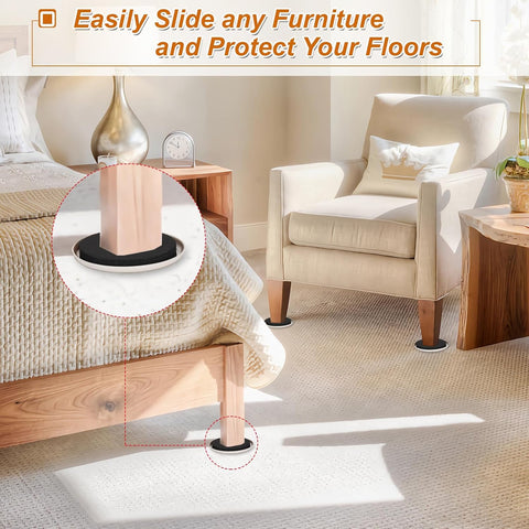 Furniture Sliders for Carpet 8 PCS - 3 1/2"