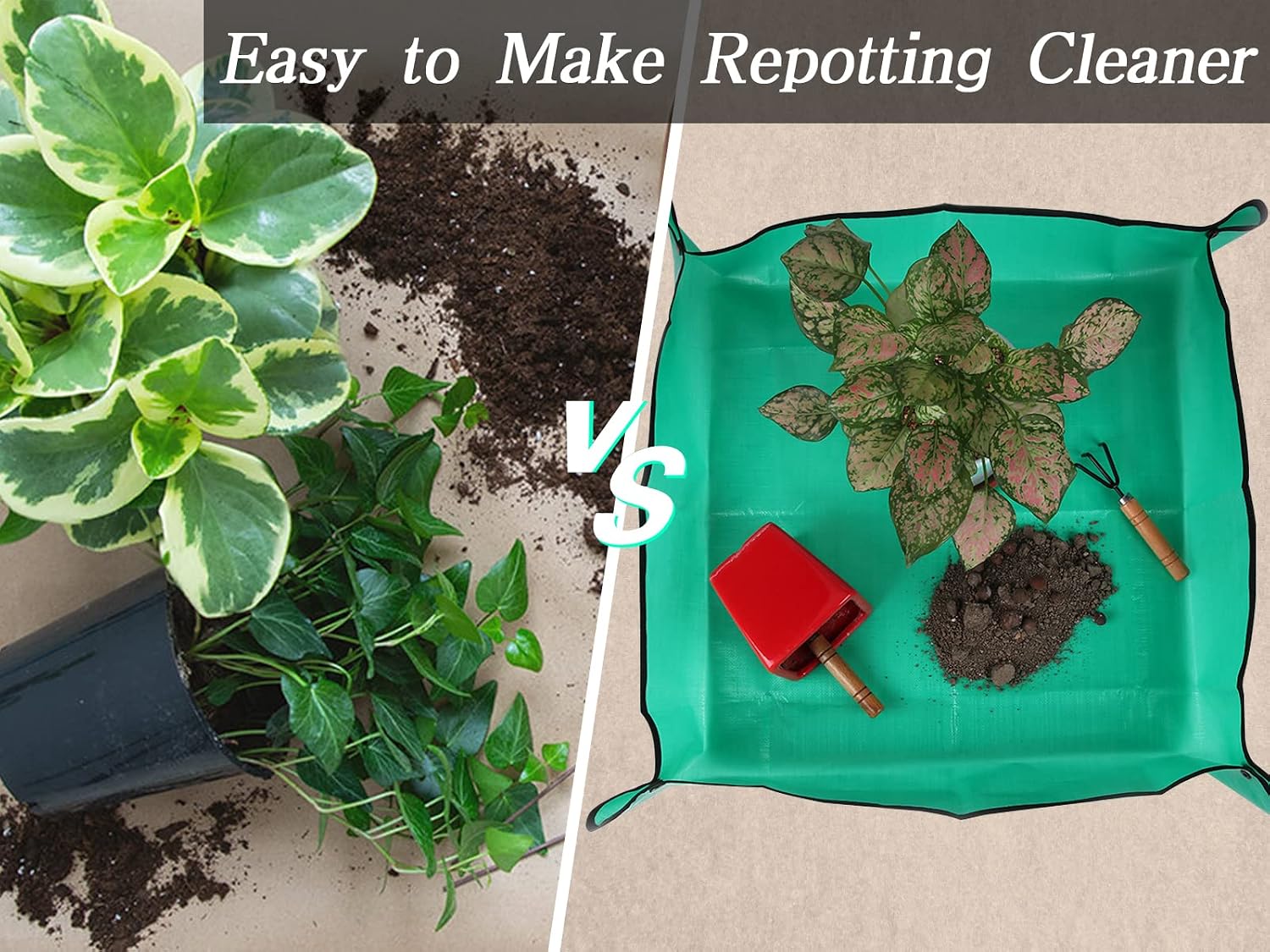 Azureblue Plant Repotting Mat for Indoor Plants Potting Soil Mix, Waterproof Plant Repotting Tray, Potting Mat Gardening Tray for Indoor Potting Succulents Cactus Orchid Pots, Garden Gift(26.8"x26.8")