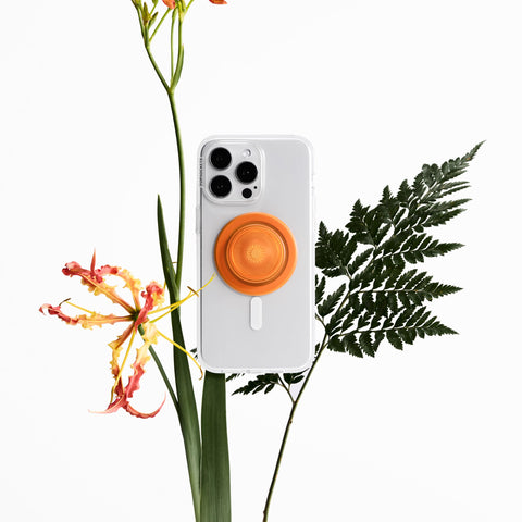 PopSockets Phone Grip Compatible with MagSafe, Phone Holder, Wireless Charging Compatible, Into The Woods - Orange Zest
