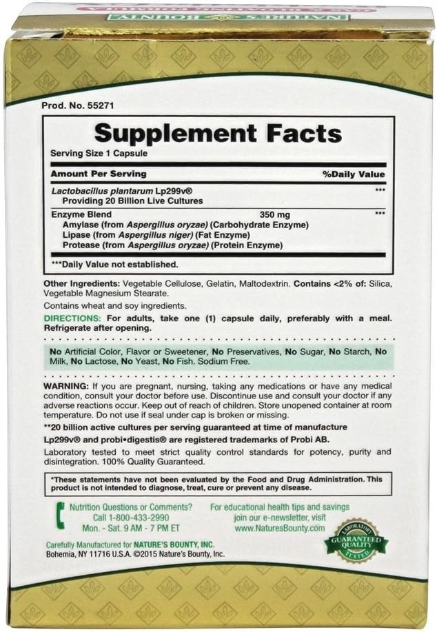 Nature's Bounty Probiotic GX Gas & Bloating Formula, Capsules 25 ea (Pack of 4)