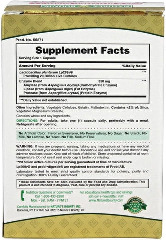 Nature's Bounty Probiotic GX Gas & Bloating Formula, Capsules 25 ea (Pack of 4)