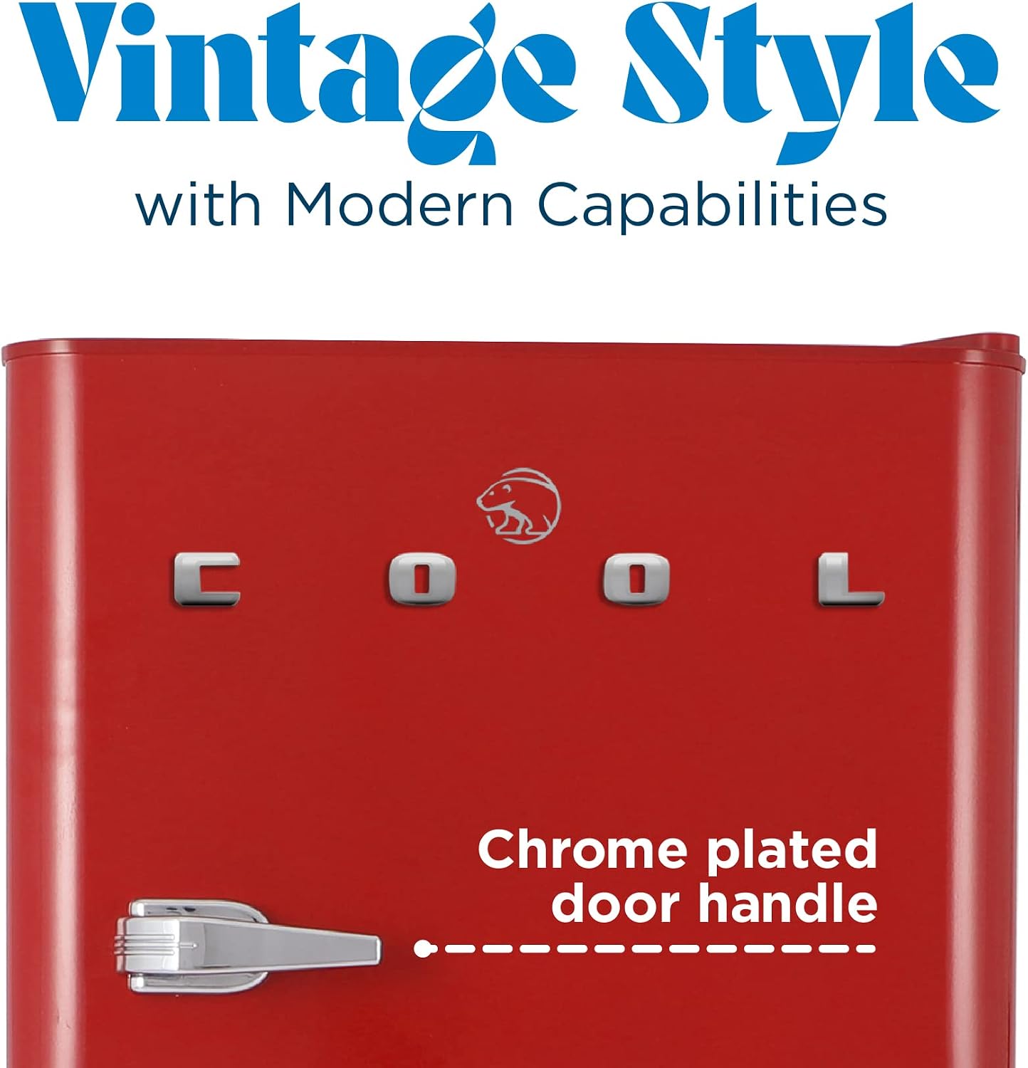 Commercial Cool 4.5 Cu. Ft. Refrigerator with Freezer, Vintage Style, Retro Fridge with 2 Slide-Out Glass Shelves, 6-Can Dispenser, Interior Light, R600a Refrigerant, CCRRD45HR, Red