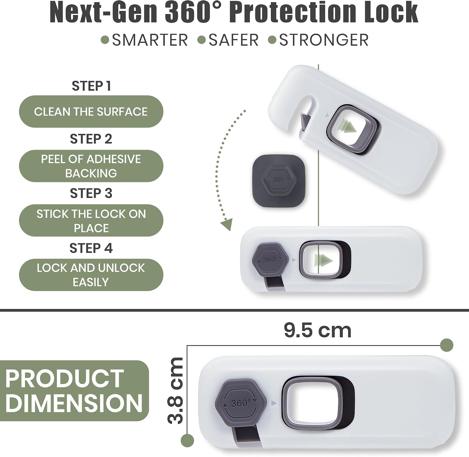 5 Pack Child Safety Refrigerator Lock with Adhesive Pads for Kids