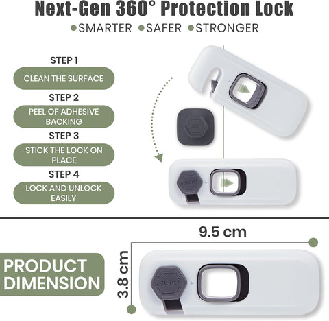 5 Pack Child Safety Refrigerator Lock with Adhesive Pads for Kids