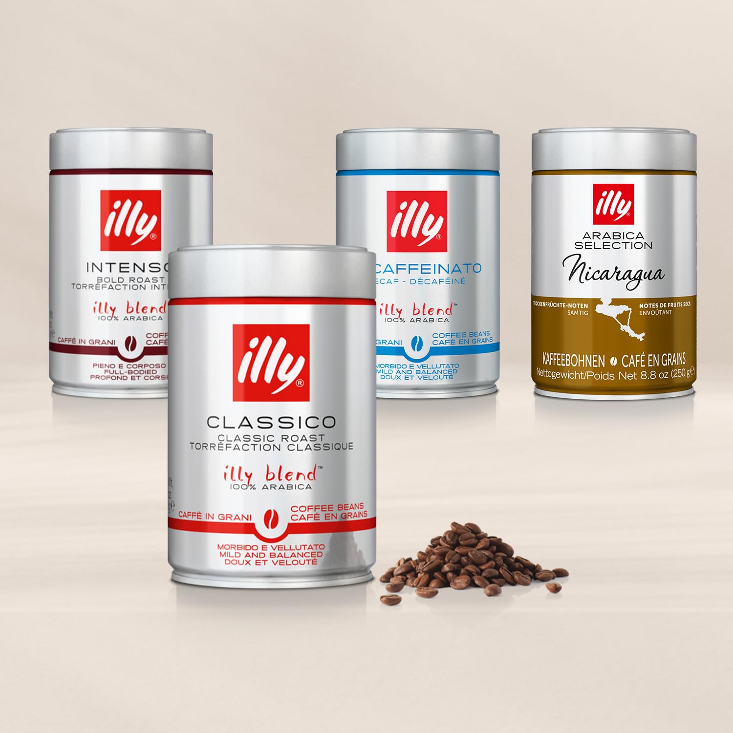 illy Whole Bean Coffee, Classico Medium Roast, 8.8oz, 6 Pack