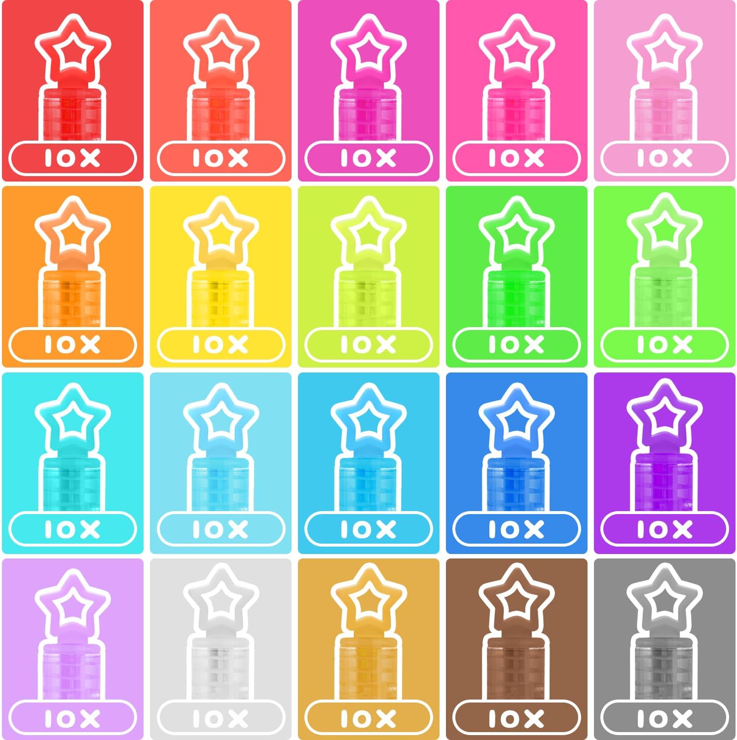 200 Pcs Mini Star Bubble Wands Bulk, 20 Color Neon Party Favors Gift Box