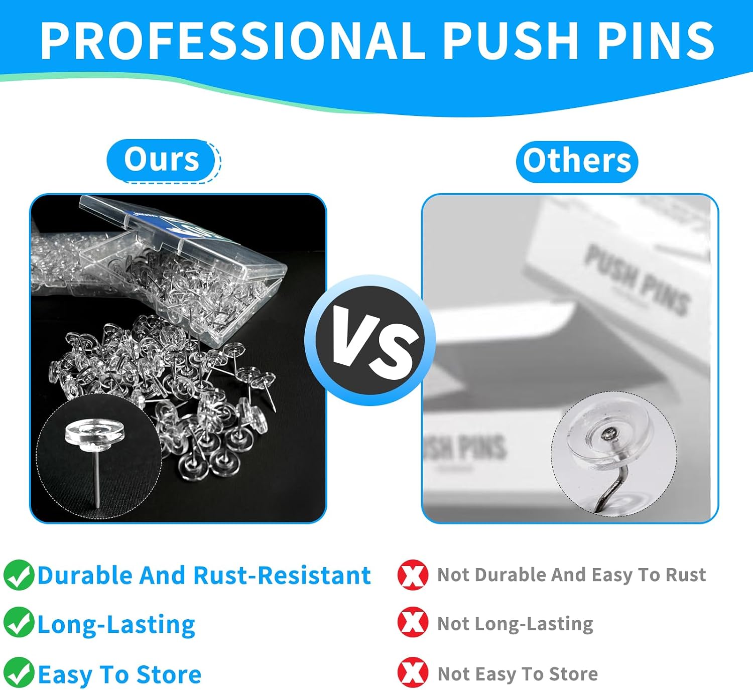 150PCS Clear Thumb Tacks for wall Push pins for wall thumbtacks for Hanging