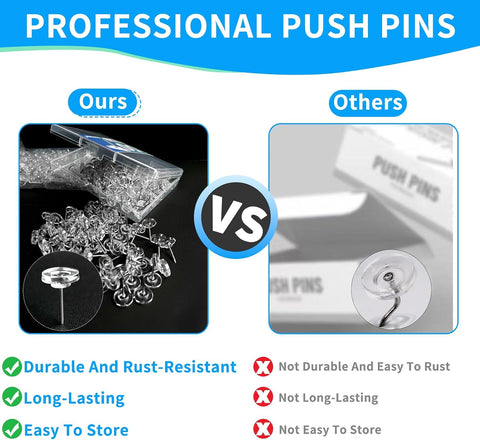 150PCS Clear Thumb Tacks for wall Push pins for wall thumbtacks for Hanging