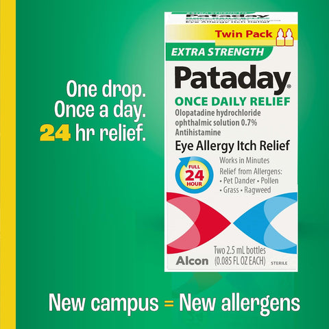 Extra Strength Pataday Once Daily Allergy Itch Relief Drops, 2.5 mL, 2 Pack