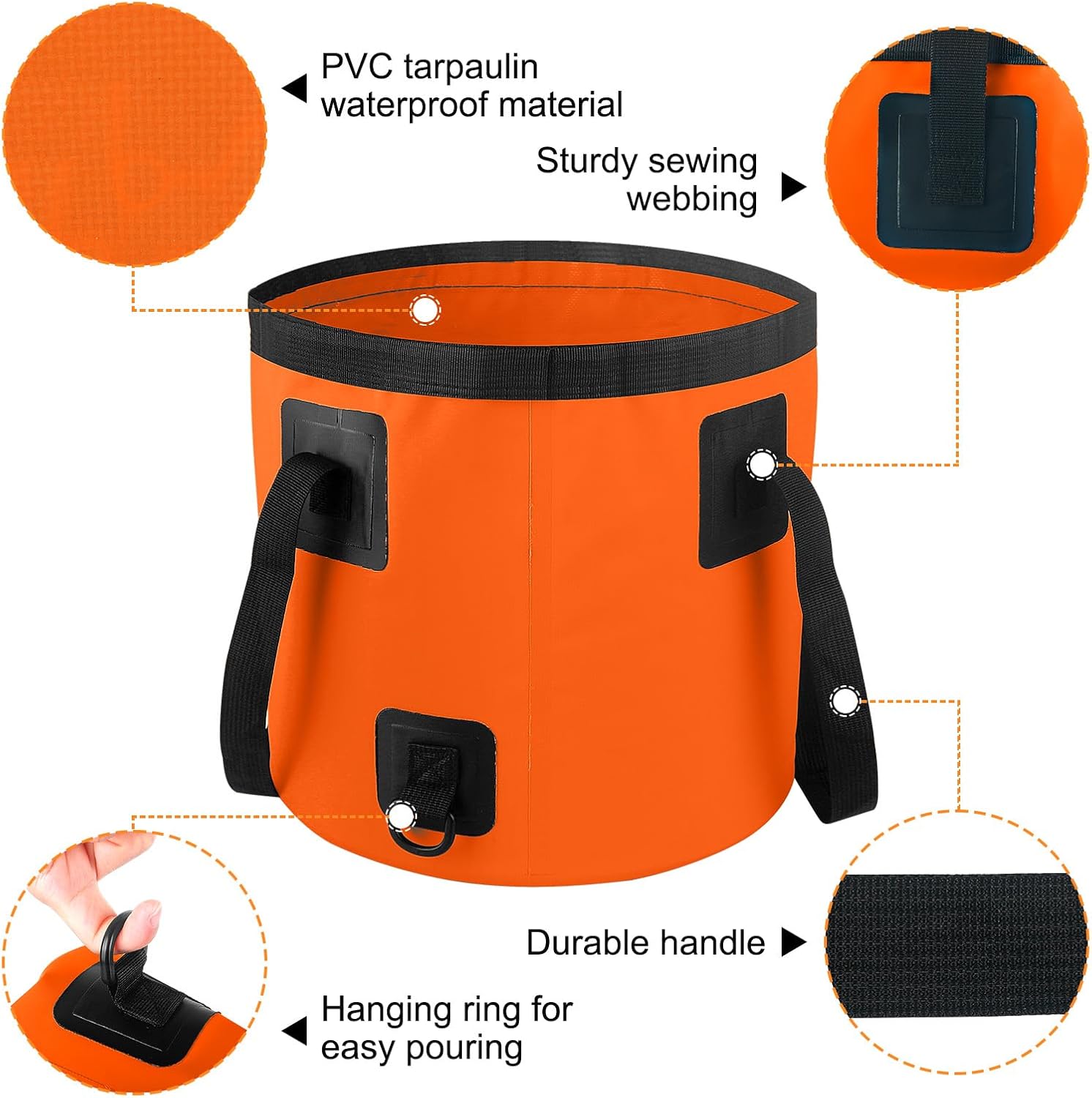 5 Gallon Bucket for Cleaning, Collapsible Mop Bucket Wash Basin Foldable Car Wash Buckets for Fishing Shower Travel, Portable Water Storage Containers for Household RV Essentials and Beach Supplies