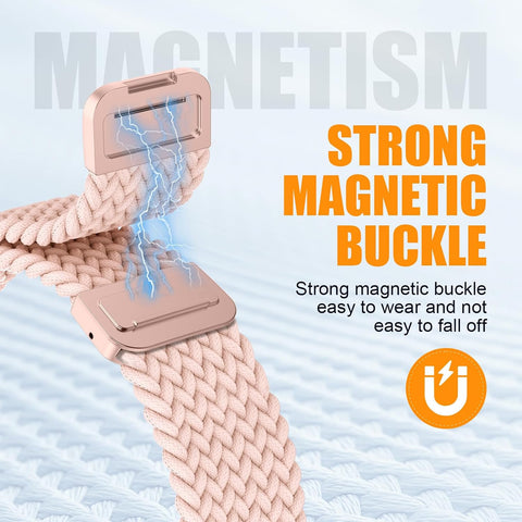 Magnetic Braided Stretchy Loop - Compatible with Apple Watch Band 42mm 46mm 40mm 41mm 44mm 45mm 38mm Ultra 3/2 49mm Women Men,Elastic Woven Fabric Nylon Strap for iWatch 11 10 9 8 7 6 5 4 3 SE Ultra
