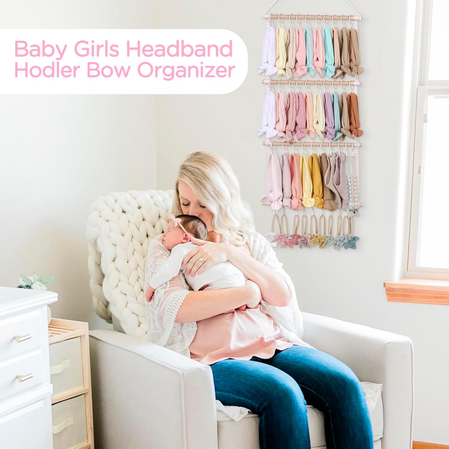 POVETIRE Headband Holder Bow Organizer for Girls, Baby Head Bands Storage