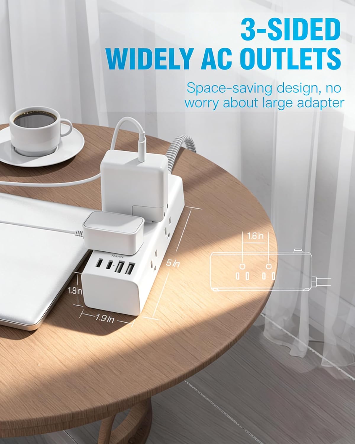 One Beat Surge Protector Power Strip, 6 Outlets with 4 USB Ports(2 USB C)
