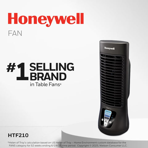 Honeywell QuietSet Personal Table Fan, Oscillating Personal Desk Fan with Quiet Operation, 4 Levels of Power and Sound, Black, HTF210B, Pack of 2