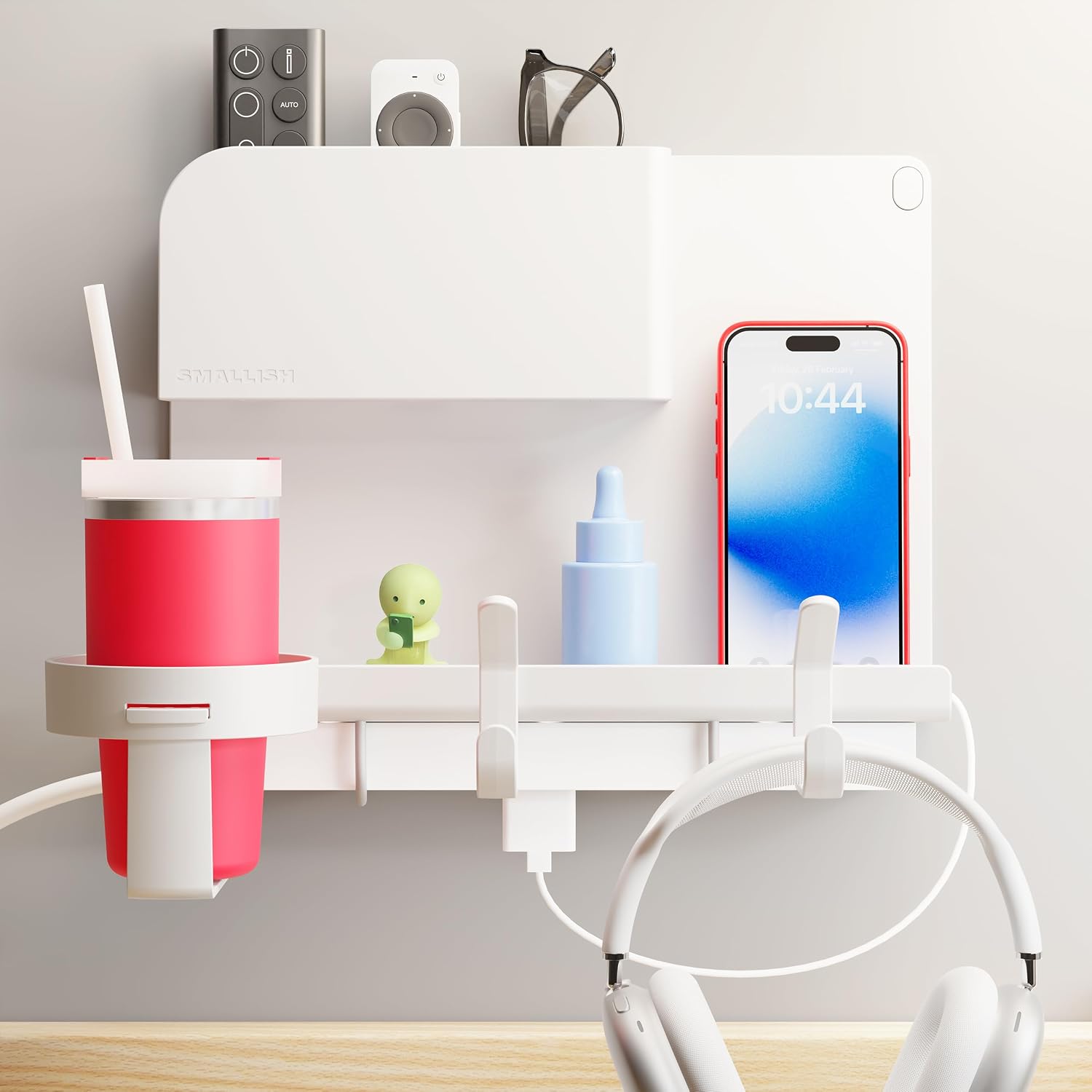 WallShelfie Bedside Wall Organizer & Dorm Decor for Dorm Room - White