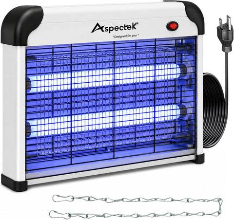 ASPECTEK 20W Bug Zapper, Electric Insect Killer for Indoor and Covered Outdoor, Mosquito, Fly and Moth Trap with Protective Mesh and Hanging Chain for Versatile Setup at Home, Patio and Garage