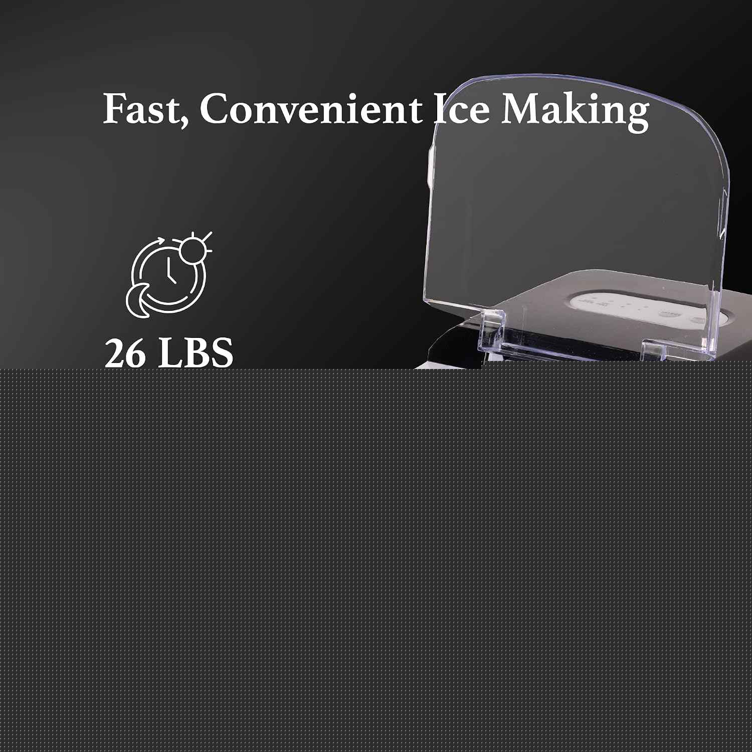 Igloo Electric Countertop Ice Maker Machine - Automatic and Portable - 26 Pounds in 24 Hours - Ice Cube Maker - Ice Scoop and Basket - Ideal for Iced Coffee and Cocktails - Stainless Steel