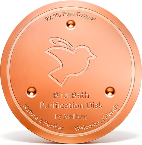 Mellbree Bird Bath Copper Disc, 0.6mm Reinforced 99.99% Pure Copper Cleaning Disk for Physical Safe Clean Water All-Season, Universal Fit for Outdoor Birdbaths, Bowl, Bird Bath Solar