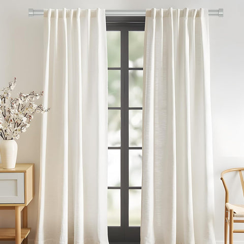VOIIY 2 Pack Curtain Rods for Windows 18 to 42 Inch(1.5-3.5 Feet),Silver 1'' Diameter Drapery Rods with End Cap Style Design,Modern Adjustable Heavy Duty Curtain Rod,Size:18''-42''
