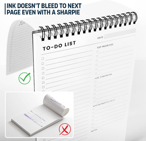 To Do List Notepad with Multiple Functional Sections, Spiral Daily Planner