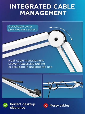 InnoGear Mic Arm Microphone Boom Arm Cable Management for Blue Yeti, White