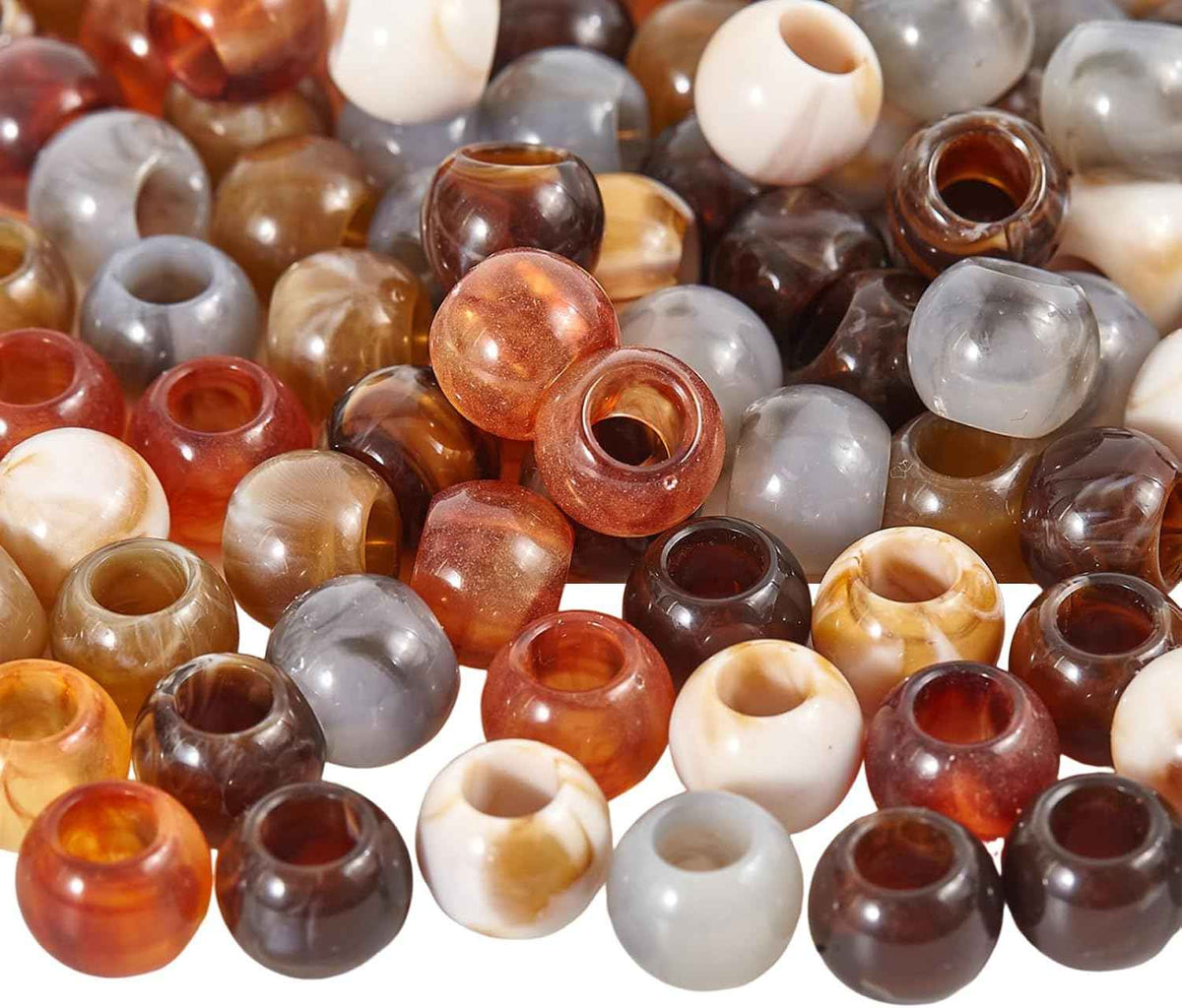 160pcs 12mm Acrylic Beads Large Hole for Craft Jumbo Hair Beads (Hole5.5mm)