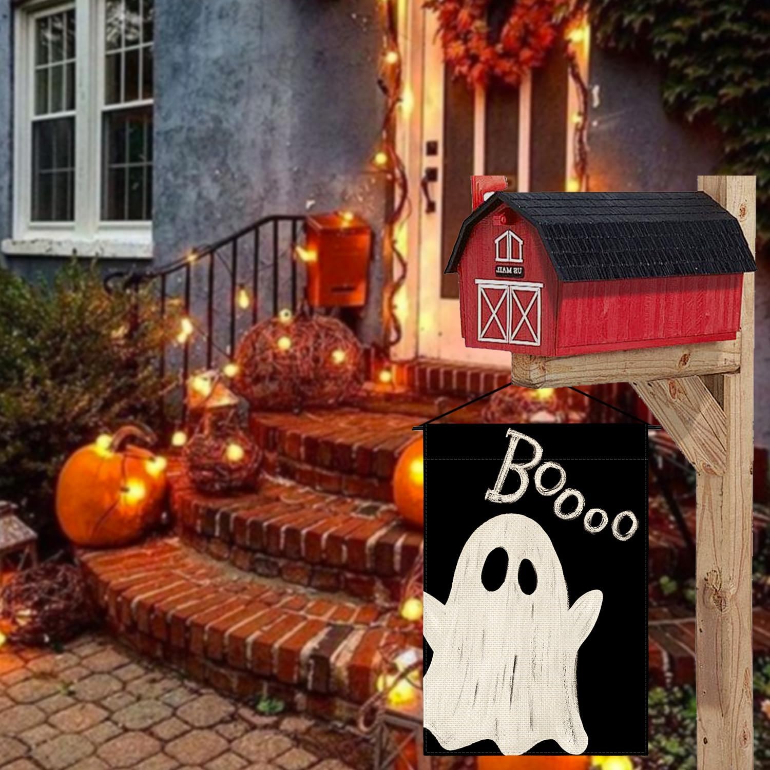 AVOIN colorlife Ghost Boo Halloween Garden Flag 12x18 Inch for Outside