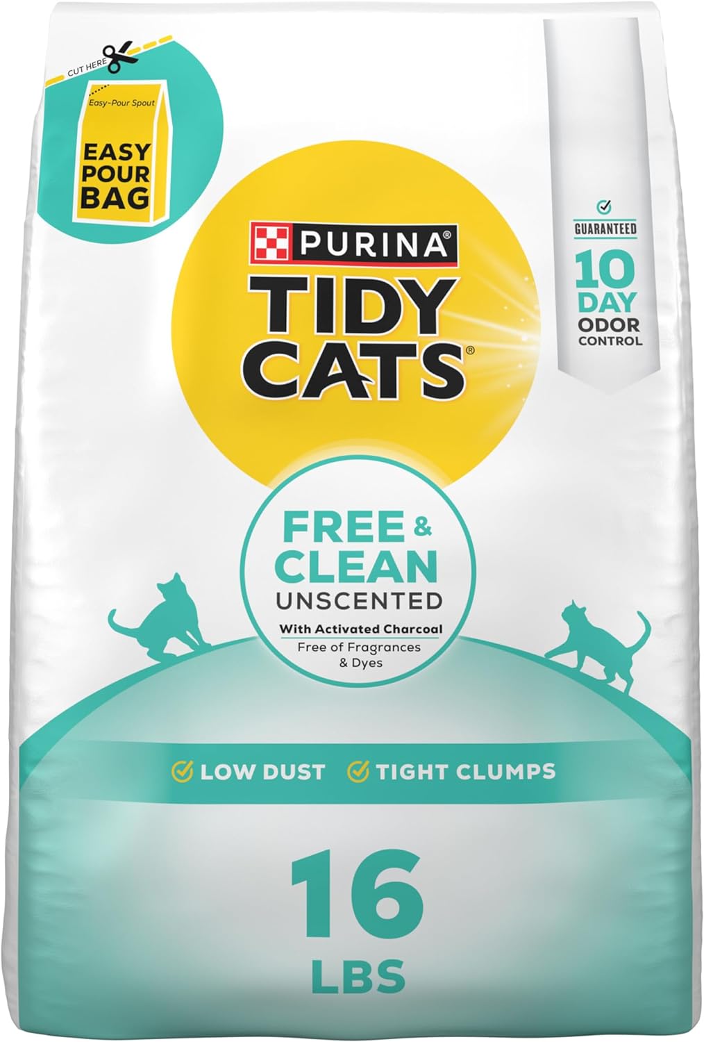 Purina Tidy Cats Free and Clean Unscented Clumping Cat Litter, 16 lb Bag