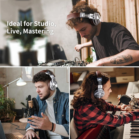 OneOdio A71 Hi-Res Wired Over-Ear Studio Headphones for DJ, Mixing - Silver