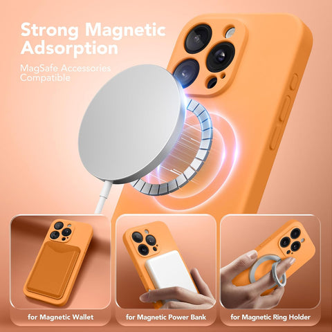 Magnetic for iPhone 16 Pro Case Silicone Cantaloupe