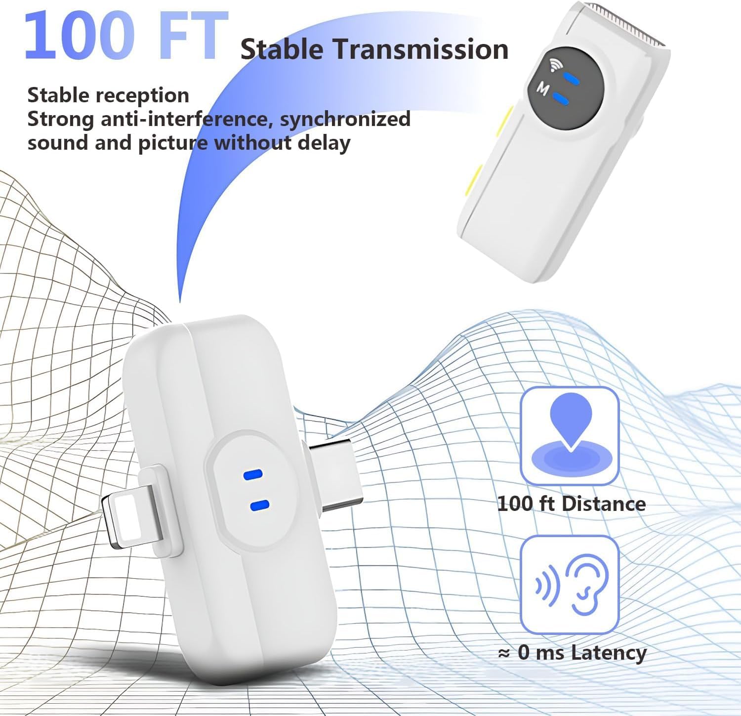 MAYBESTA Wireless Lavalier Microphone for iPhone Android Phone