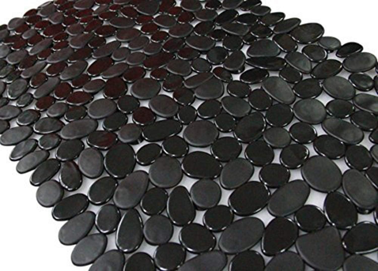 Pebble Bathtub Mat Non Slip 35" X 16" with Suction Cups,Black