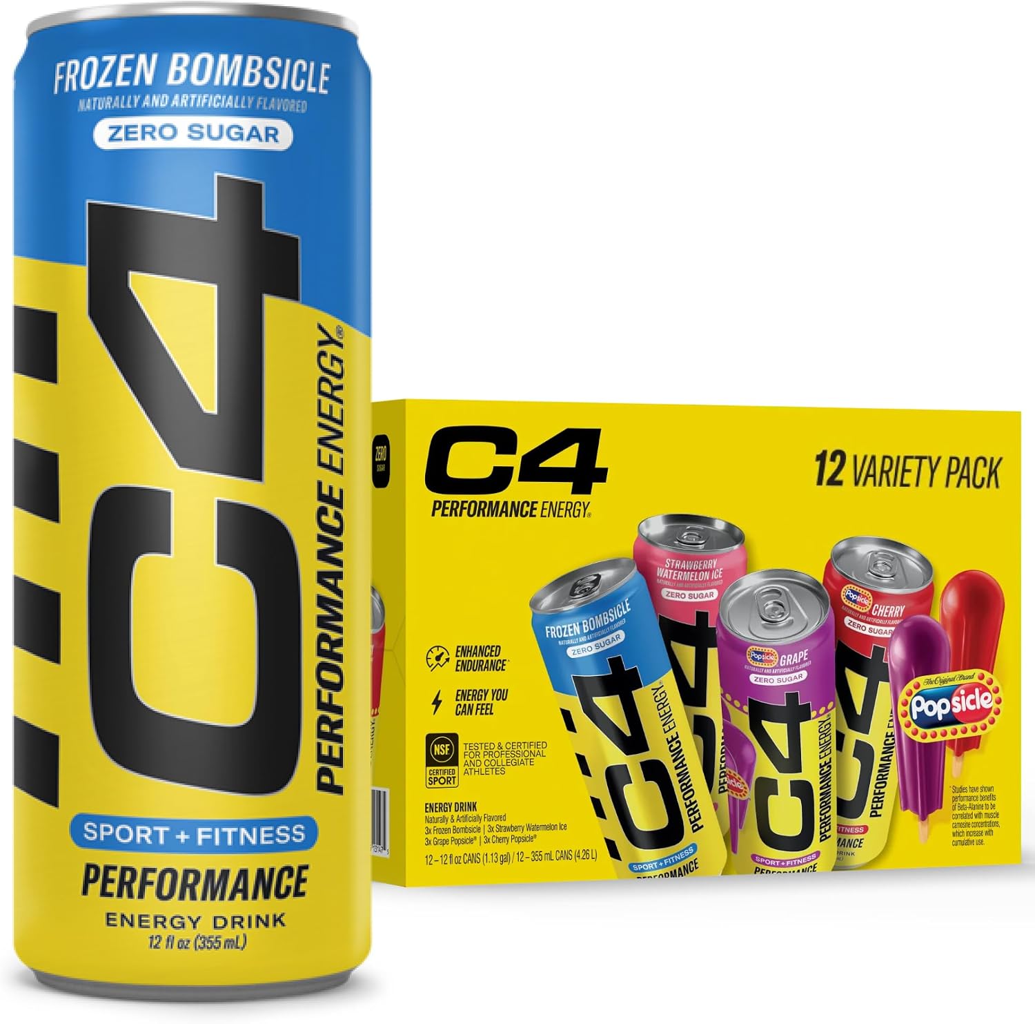 C4 Performance Energy Drink with Zero Sugar, 200mg Caffeine, 16 Fl Oz 12pk