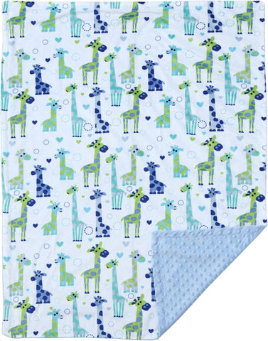 CREVENT Minky Baby Blanket for Boys, Soft Plush Receiving for Newborns - Giraffe 30x40 Inches