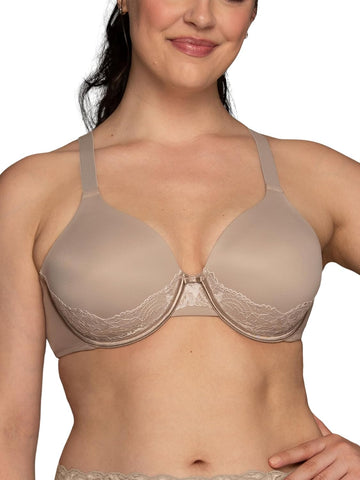 Vanity Fair Women's Full Figure Beauty Back Smoothing Bra with Lace, 4-Way Stretch Fabric, Lightly Lined Cups up to DD