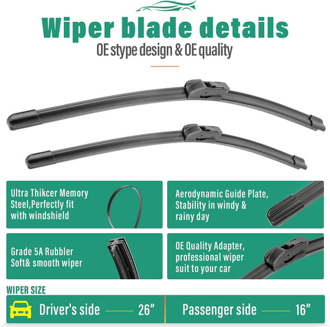 WINDSMILE Windshield Wiper Blades Replacement for Chevy Trax 2024 2025 2026
