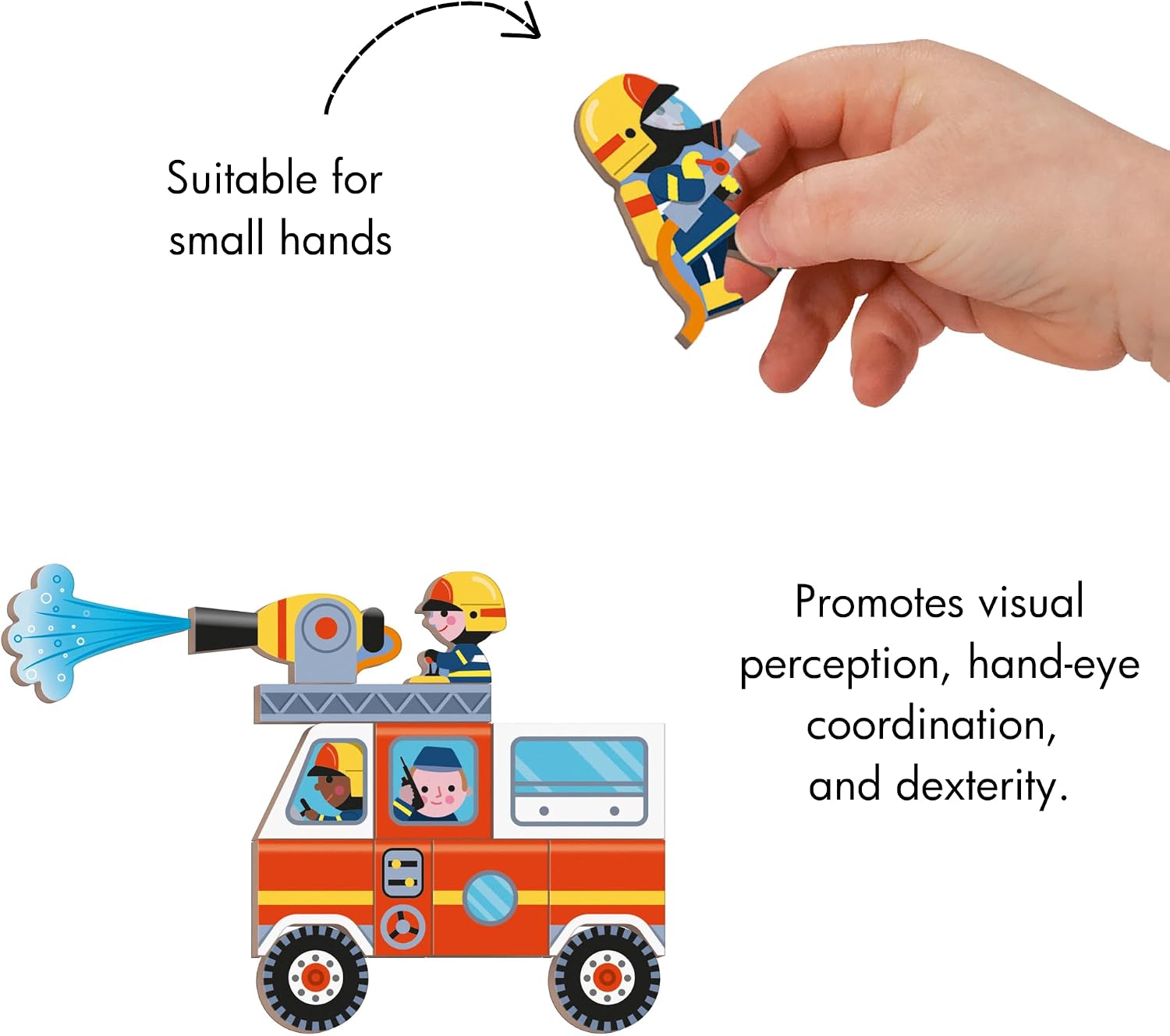 Janod - Magnéti'Book Firefighters - Magnetic Educational Game 60 Magnets + 18 Models - Children's Toy Made of Cardboard - Develops Dexterity and Creativity - Suitable for Ages 3 and Above