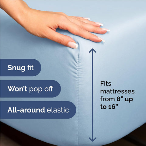 Full Size 4 Piece Sheet Set - Breathable & Cooling Sheets - Light Blue