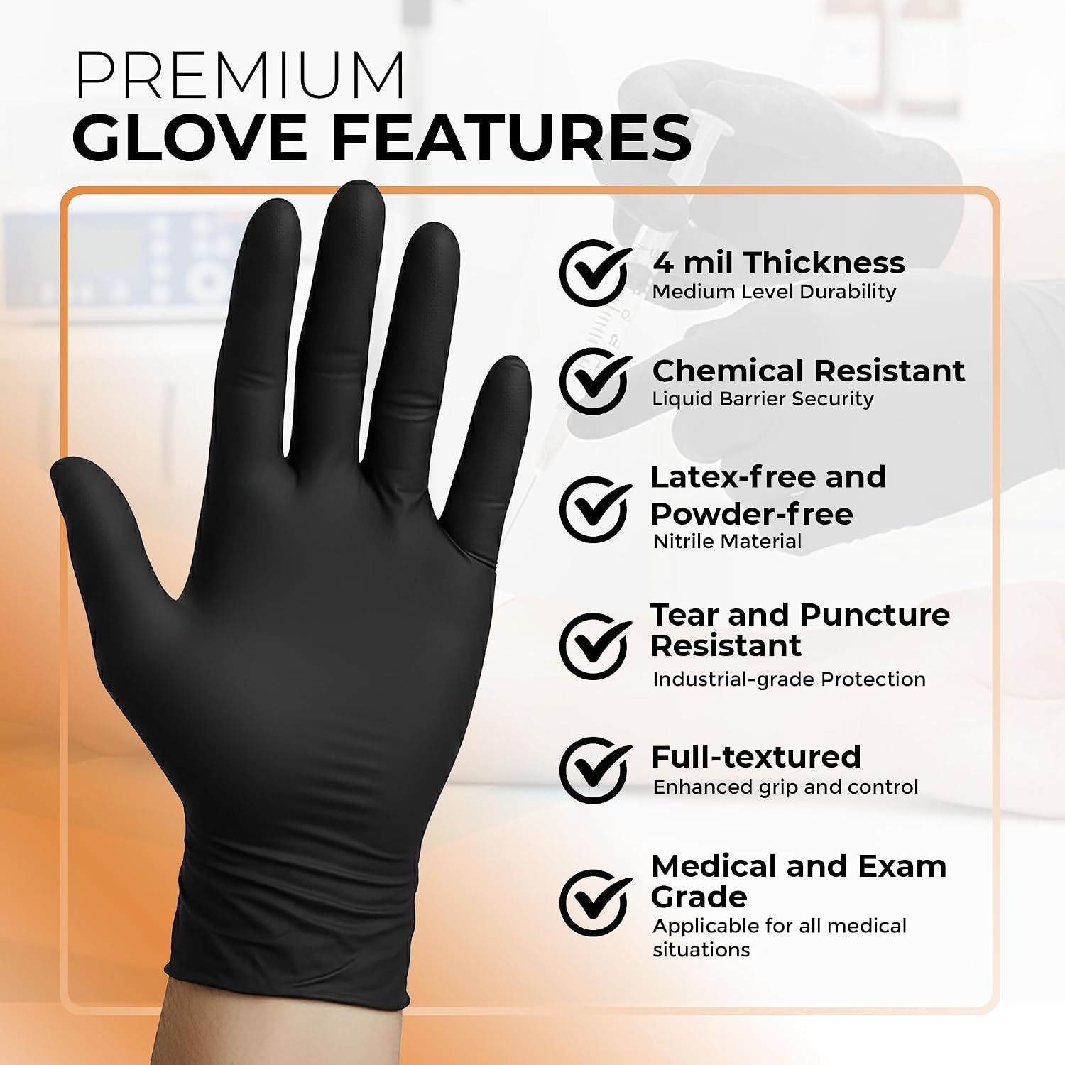 ASAP Nitrile Gloves Disposable Latex Free Exam & Medical Grade 4 Mil