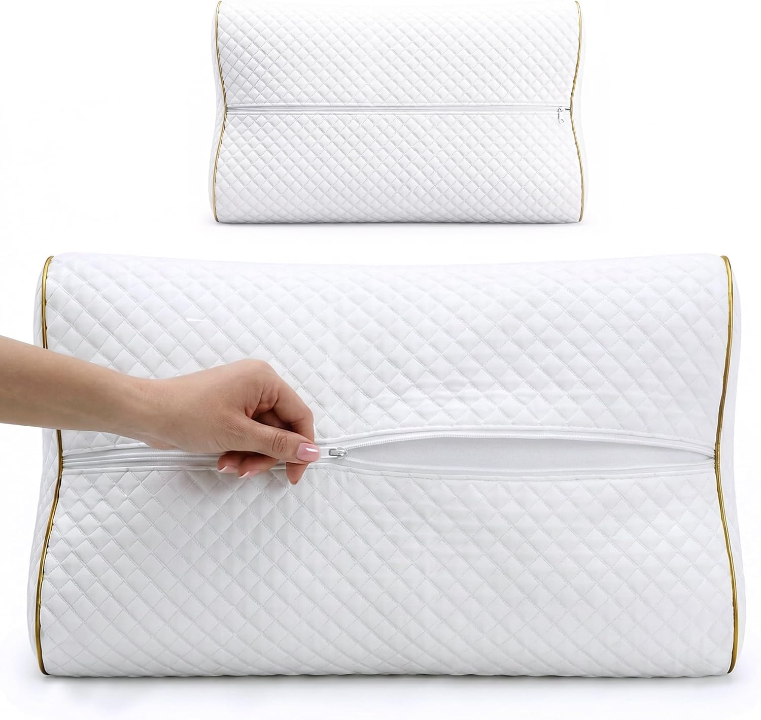 Memory Foam Pillow, Cervical Pillow, 4-Layer Queen, Contour Pillow, Side Sleeper, Neck Support, Pillow for Neck Pain, CertiPUR-US