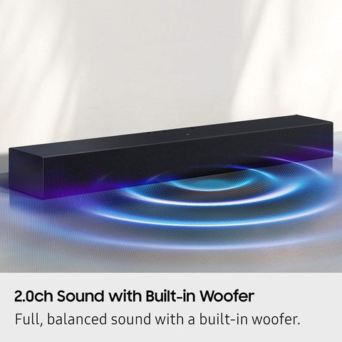 Samsung B-Series Soundbar HW B400F 2.0 ch Soundbar with Built in Subwoofer (2025 Model) One Remote Control, Surround Sound Expansion, Voice Enhance Mode