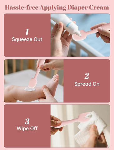 2-Pack Silicone Diaper Cream Spatula, Ergonomic Non-Slip Handle