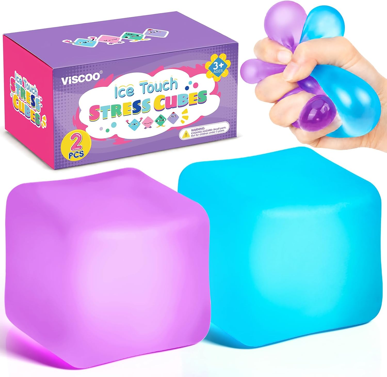 VISCOO 2 Pack Stress Cube, Slow Rising Cube Squishy for Anxiety Relief