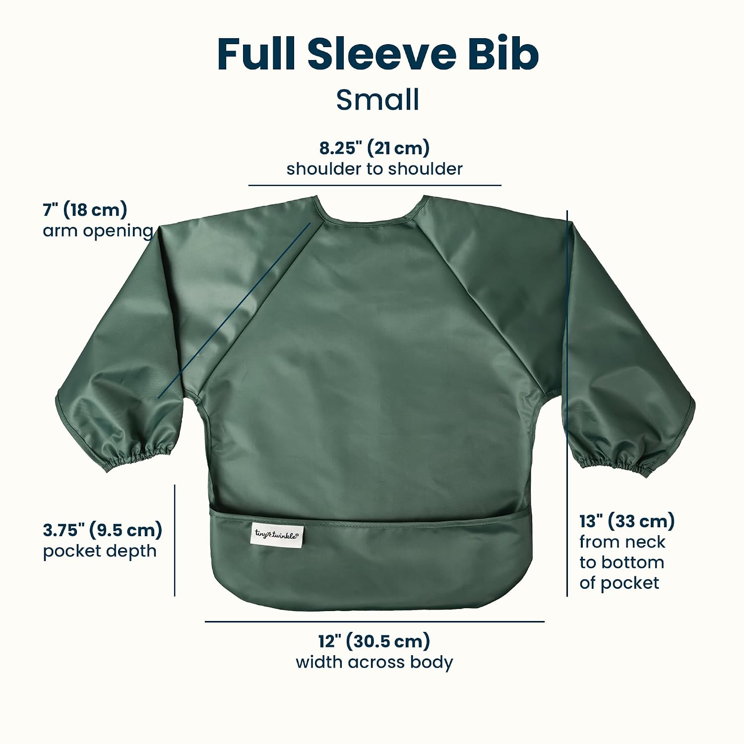 Tiny Twinkle Long Sleeve Bib for Babies & Toddlers | 2-Pack Waterproof Smock Bib for Eating | Machine Washable & Mess-Proof Feeding Essentials | Newborn Shower Gift (Slate Olive,6–24M)