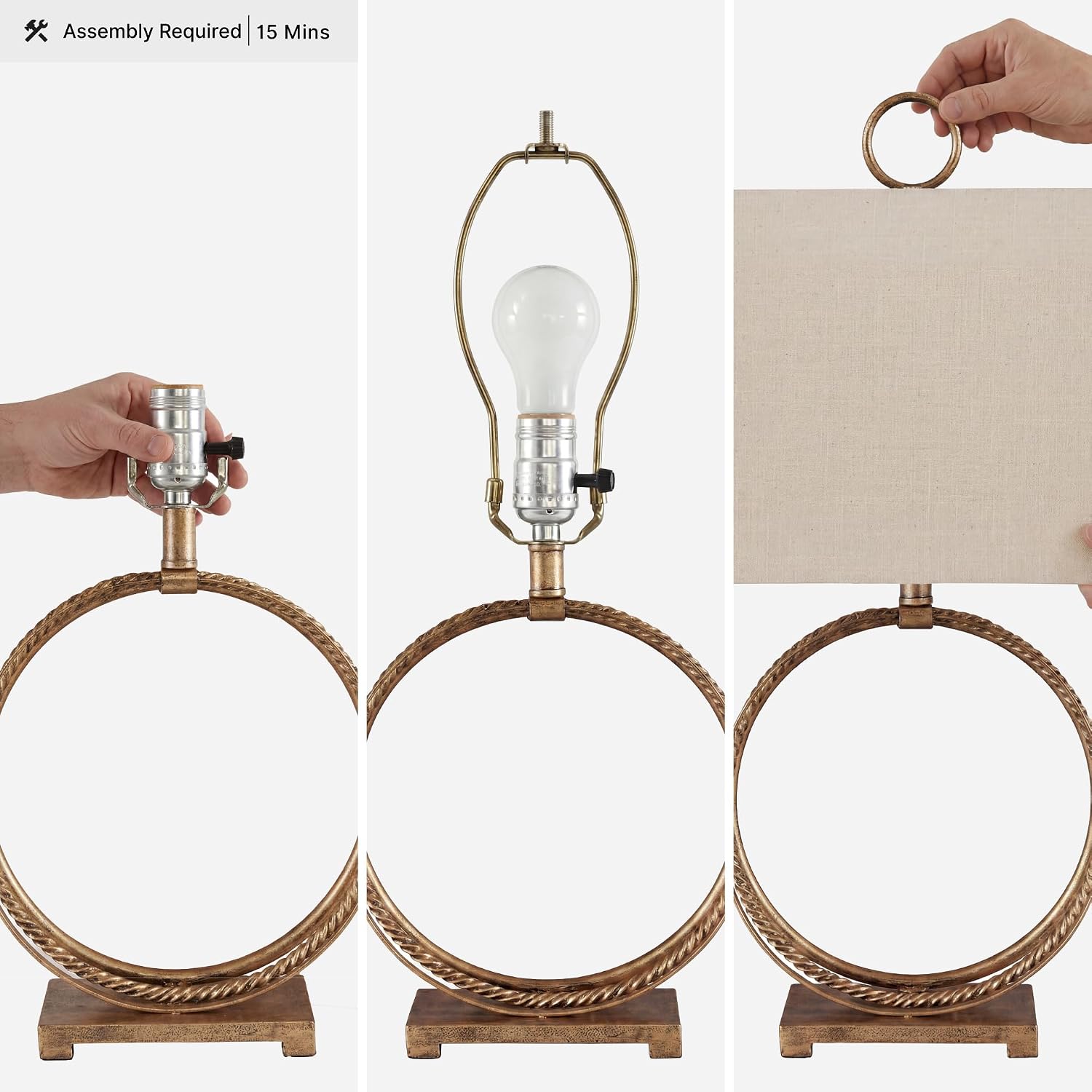 Signature Design by Ashley Table Lamp, 28 Inch, Gold, Rectangle Shade