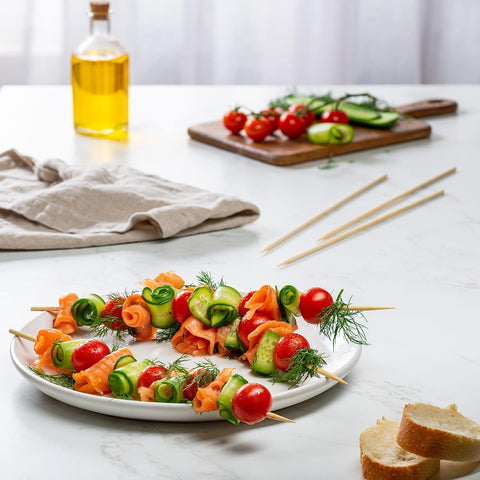 GUSTO 12 Inch Bamboo Skewers [100 Count] Wooden Shish Kabob, Smores Stick
