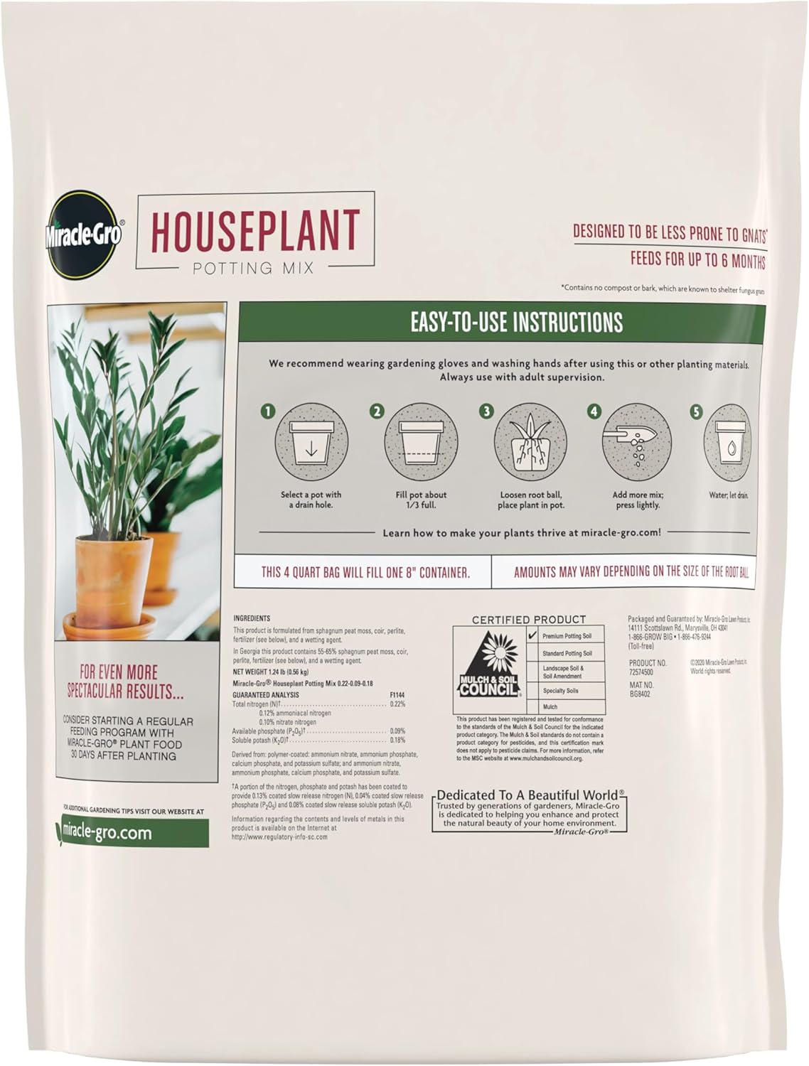 Miracle-Gro Houseplant Potting Mix, 4 qt.
